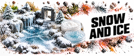 Snow and ice effects for winter miniature bases, dioramas and gaming terrain